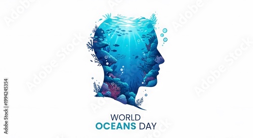 World oceans day abstract art a vibrant underwater celebration