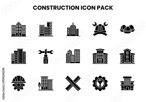 Construction Glyph Icons Pack