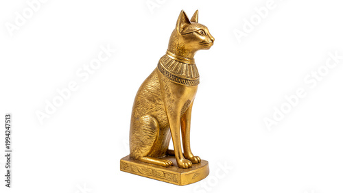 Quadro su tela Golden cat statue of ancient Egypt with detailed design isolated on transparent