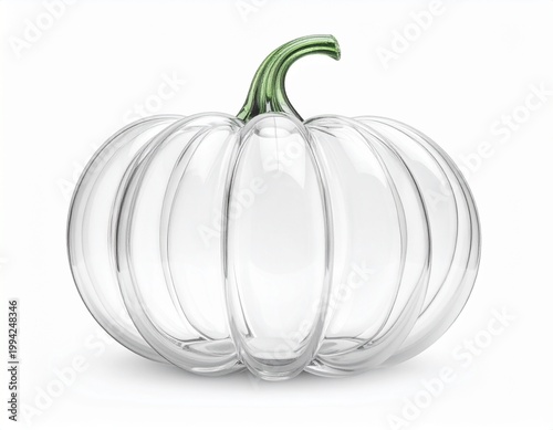 transparent glass pumpkin isolated on white background