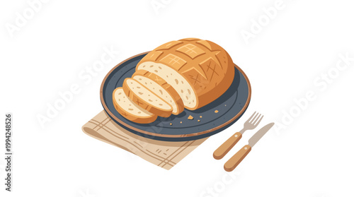 Sliced Loaf of Freshly Baked Bread.
