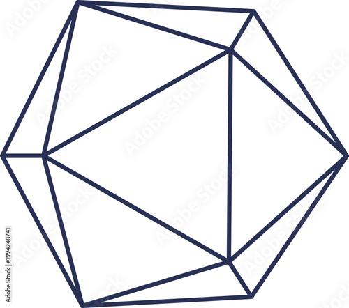Abstract Geometric Polygon Wireframe Structure on White Background