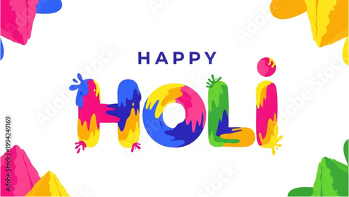 Happy people celebrate Holi with colorful powders outdoors in joyful festival