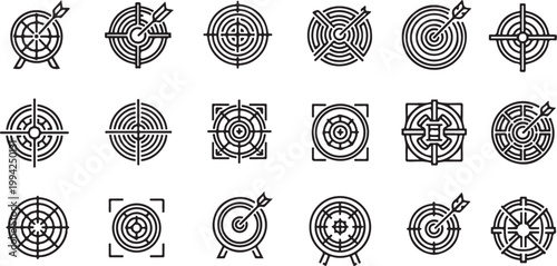 Collection of various target icons and symbols