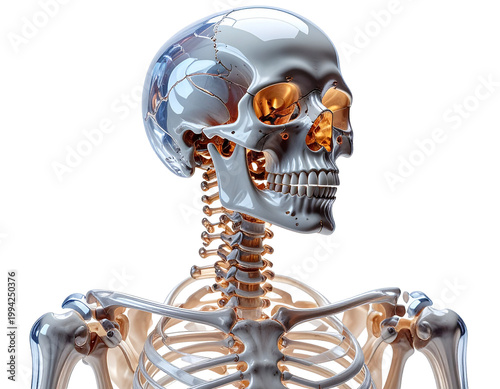 3d rendered illustration of glass human skeleton