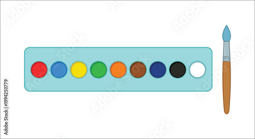 Watercolor paint palette with brush vibrant colors for artistic expression