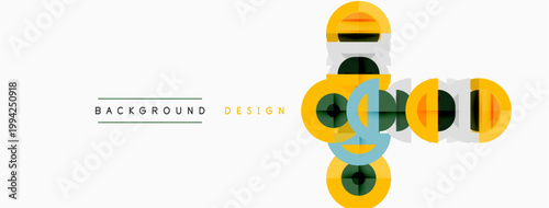 Abstract geometric shapes, yellow, blue, black. Minimalist design over white background. Modern vector illustration. Simple composition.