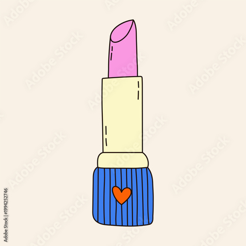 Bild auf Leinwand Quirky doodle illustration of teenage lipstick tube