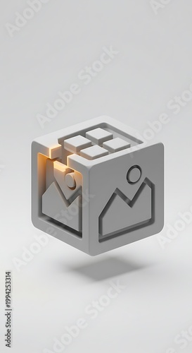 輝く立方体画像アイコン