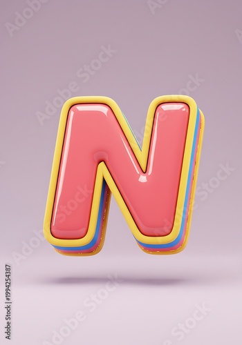 カラフルな立体文字N