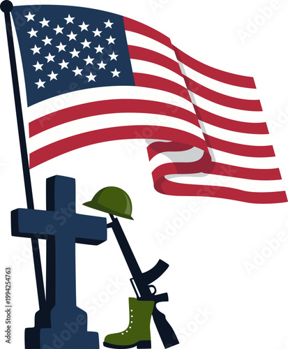 Memorial Day Tribute with US Flag