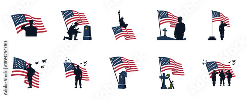 US Military Soldier Memorial Silhouettes