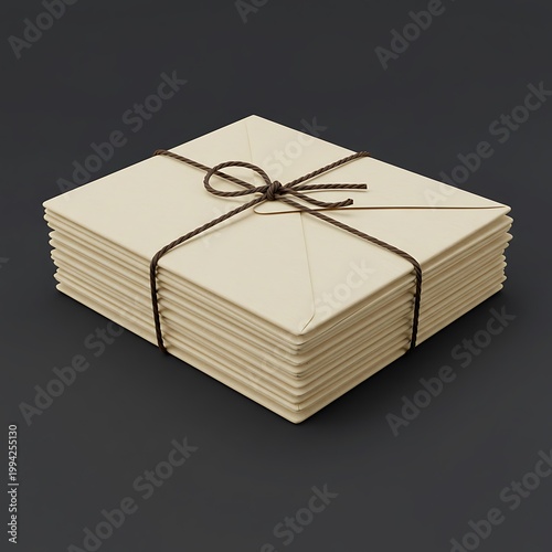 麻紐で結ばれた封筒の山