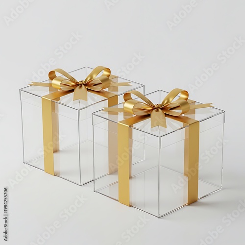 透明アクリルギフトボックス ゴールドリボン