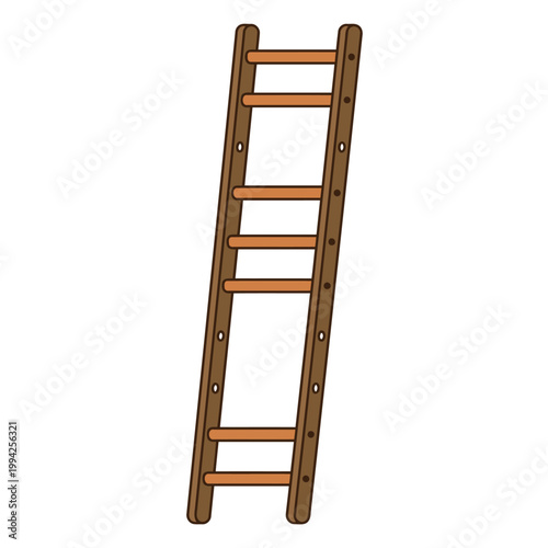 Tall Simple Wooden Ladder Interior or Construction Element