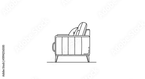 Minimalist Line Art Illustration of a Modern Armchair