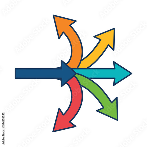 Arrow Branching into Multiple Directions Opportunity Concept