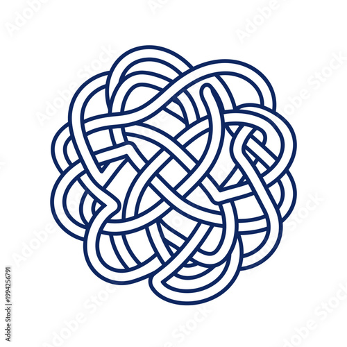 Complex Blue Line Art Intertwined Knot Abstract Design