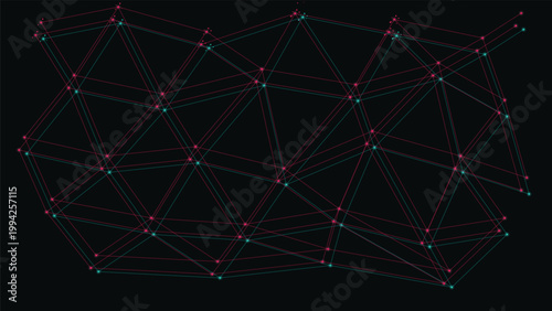 Network Diagram: An abstract network diagram with interconnected nodes and lines, illustrating complex relationships and data connections against a dark background.