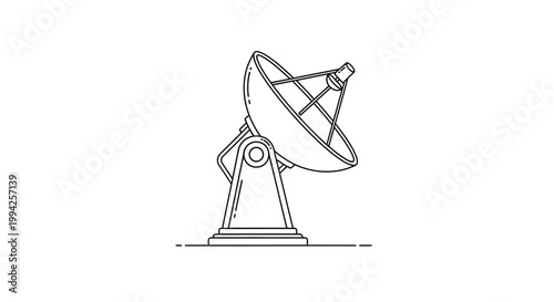 Satellite Dish Antenna Line Art Icon