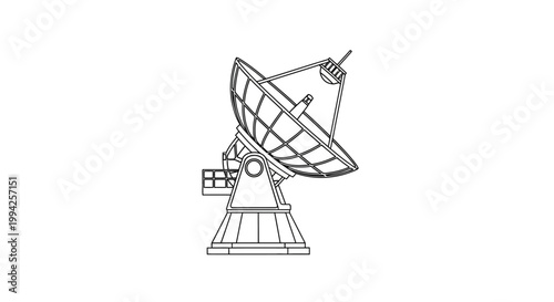 Satellite Dish Antenna Line Art Illustration