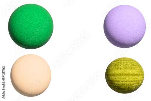 et of 3D Multi-Textured Fabric Spheres for Interior Design Mockups and Organic Branding
