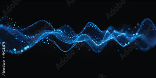 Canvastavla Abstract blue wave pattern with glowing neon lines and futuristic energy motion