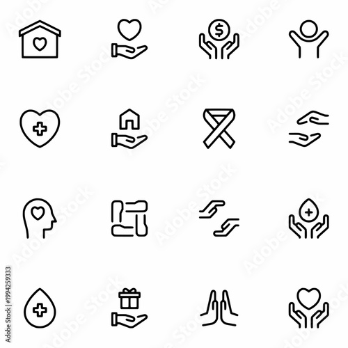Charity icons set