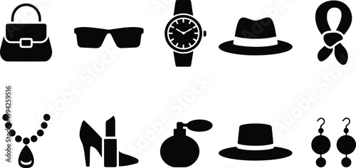 Fashion accessories collection handbag sunglasses watch hat jewelry and more