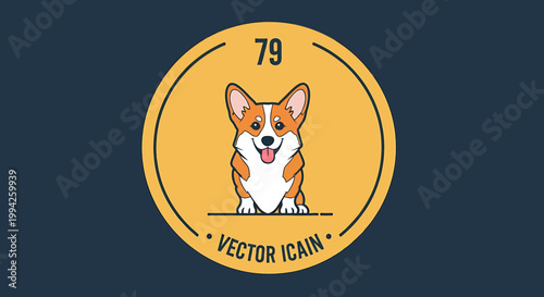 Cute Pembroke Welsh Corgi Dog Sitting Happily with Tongue Out.