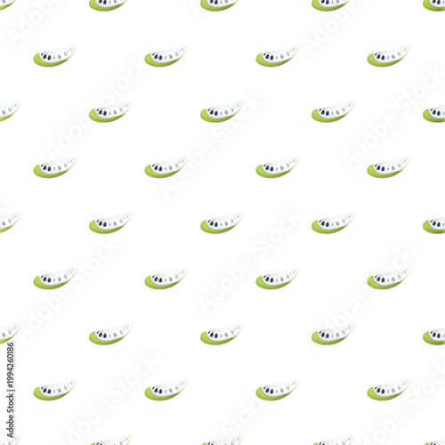 Repeating pattern showing stylized custard apple slices with seeds