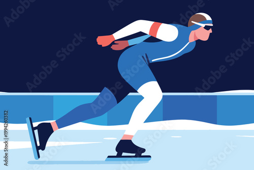 Illustration Of Male Athletes Competing In A Professional Ice Skating Tournament Vector Design Template