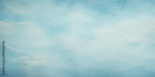Canvastavla Fluffy white clouds drift across a bright blue summer sky, creating a beautiful