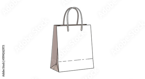 A simple white shopping bag with handles and a reinforced bottom panel, perfect for retail and gift packaging