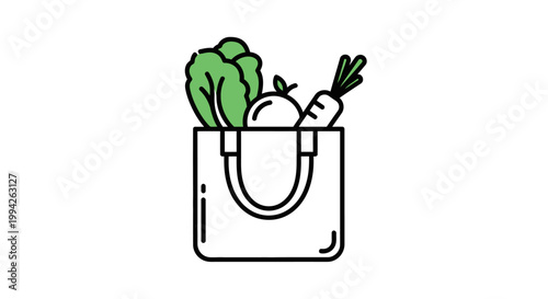 Eco-friendly reusable tote bag filled with fresh, healthy vegetables and fruits, symbolizing sustainable grocery shopping and a wholesome lifestyle