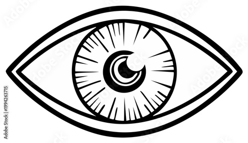 Stylized Black and White Human Eye Illustration Graphic Design