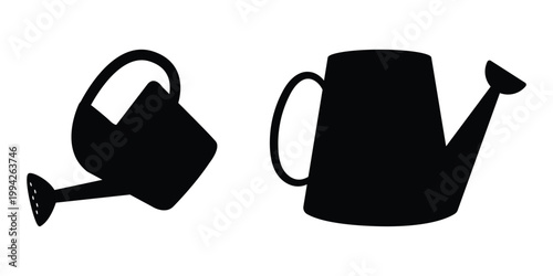Watering Can Icon Set – Garden Irrigation, Plant Care & Agriculture Vector Collection