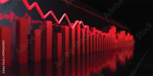 A professional vector illustration of a financial stock market growth chart showing data progress with an upward arrow for investment success and economic reporting