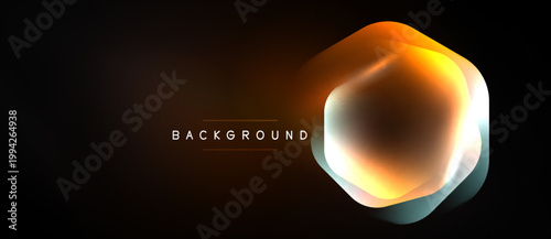 Abstract hexagon shape glows warmly against dark backdrop. Text reads background below central design element. Simple, modern aesthetic.