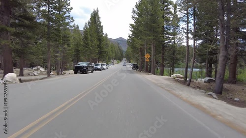 Mammoth Lakes Lake Mary Road Northbound Driving Plate 02 Front View Sierra Nevada Mts California USA