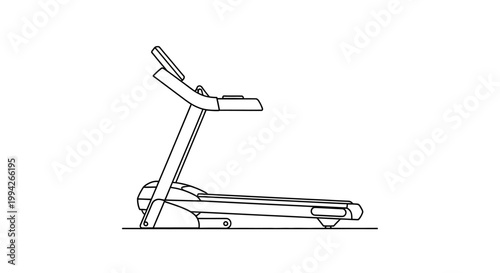 Black and White Line Art Illustration of a Treadmill