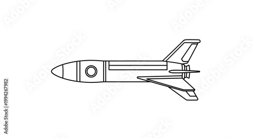 Simple Line Art Illustration of a Space Rocket