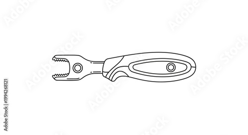 Technical Line Drawing of a Specialized Hand Tool