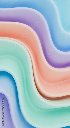 Serene 3D abstract waves with smooth pastel gradient blend