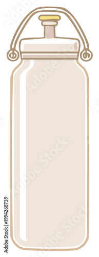 Tall Creamy Vintage Style Jar with Handle Illustration for Design Element