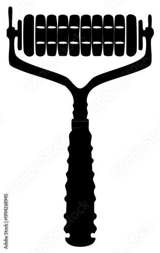 Black silhouette of a manual massage roller for self care beauty and wellness treatments