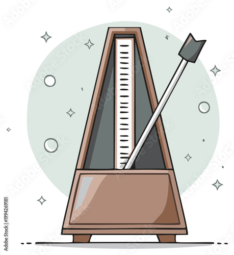 Classic Brown Metronome with Arrow Pendulum and Pastel Backdrop Illustrative Design for Music Education