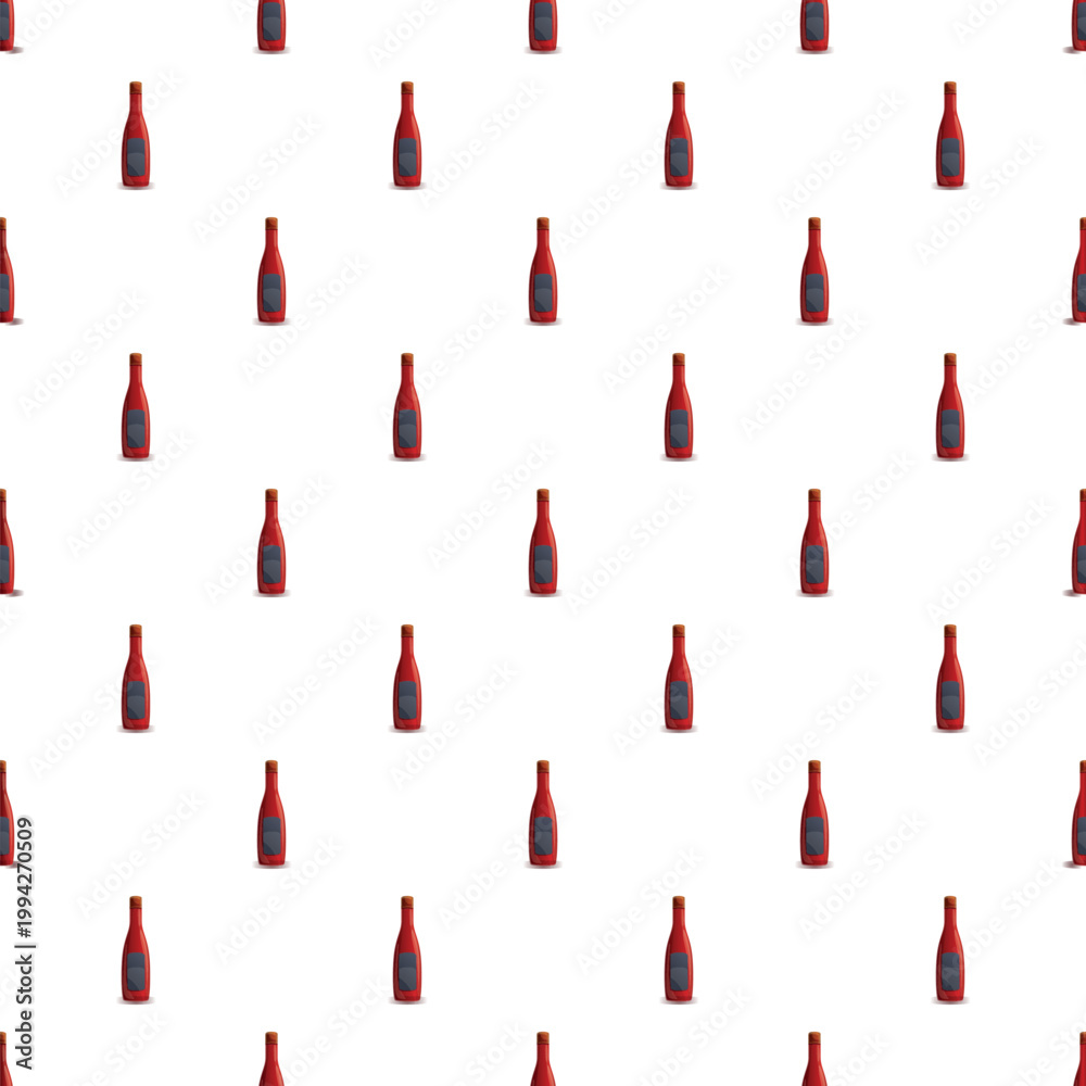 Naklejka premium Red wine bottles forming a seamless pattern on a white background