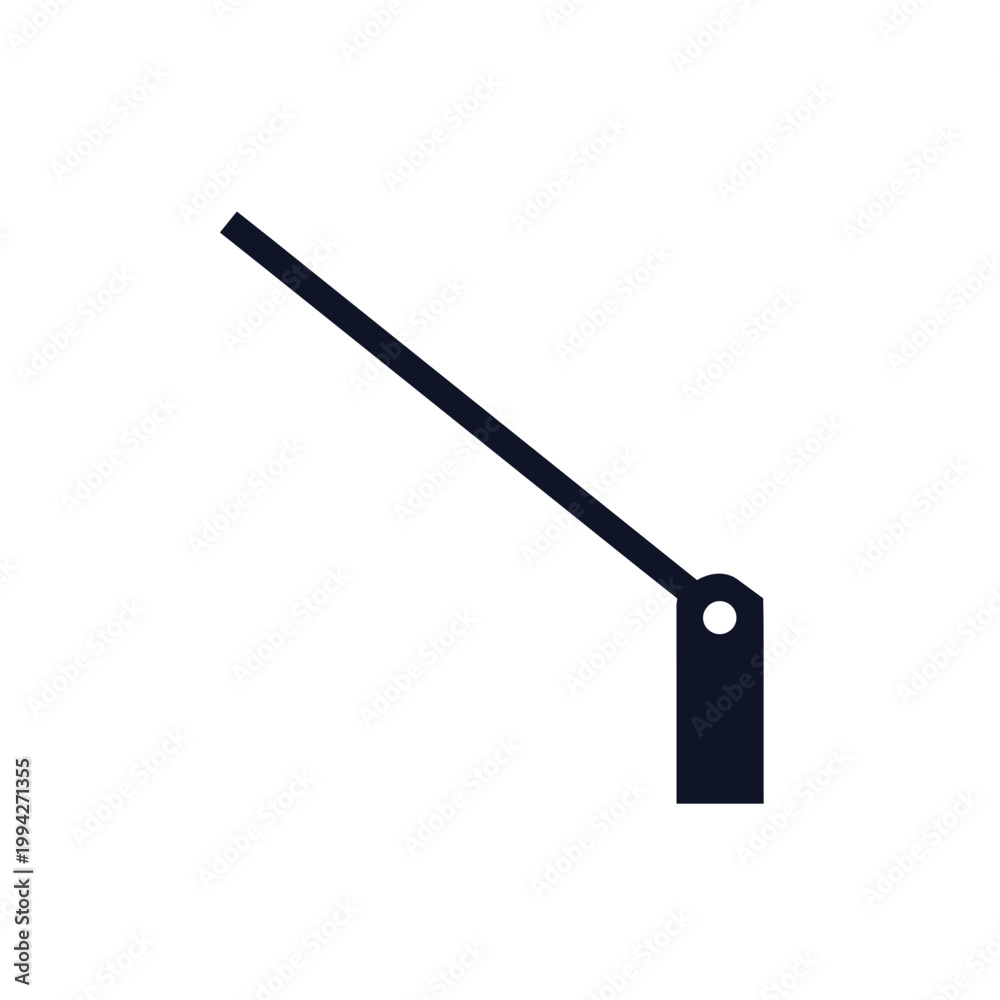 Naklejka premium A black tag icon with a long diagonal line attached to a rectangular shape.