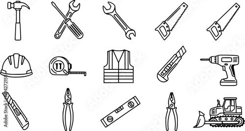 Construction tool icon collection - vector illustration
